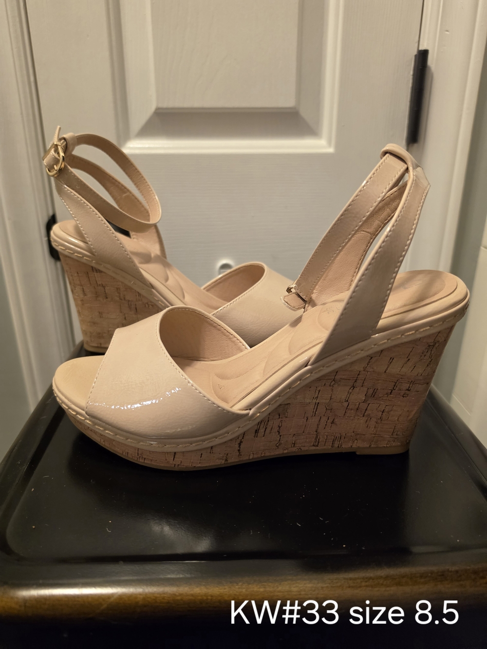 Chinese Laundry Women’s Nude Wedge Sandals with Ankle Strap